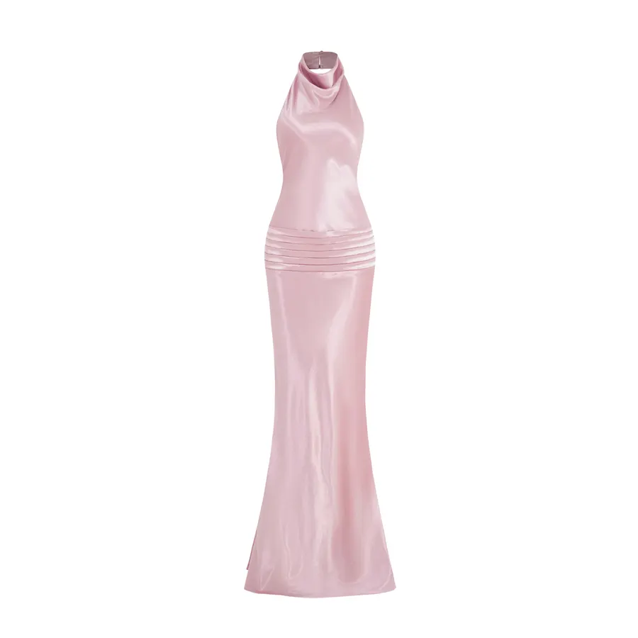Cowl Neck Silk Dress With Twisted Bow Back — original MOLLYNISTA photograph 1
