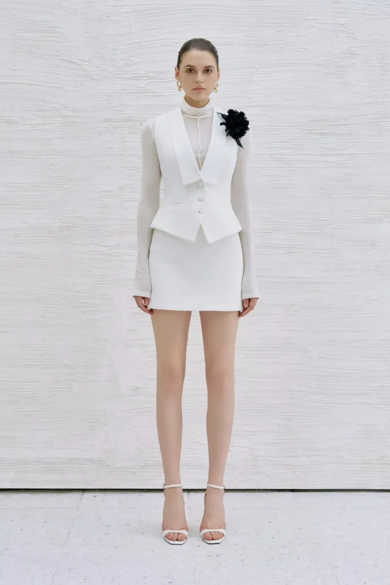 Wren Fringed Mini Skirt in White — original WHITE ANT photograph