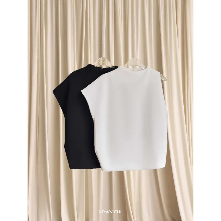 Asymmetric-Shoulder Turtleneck Top in Black