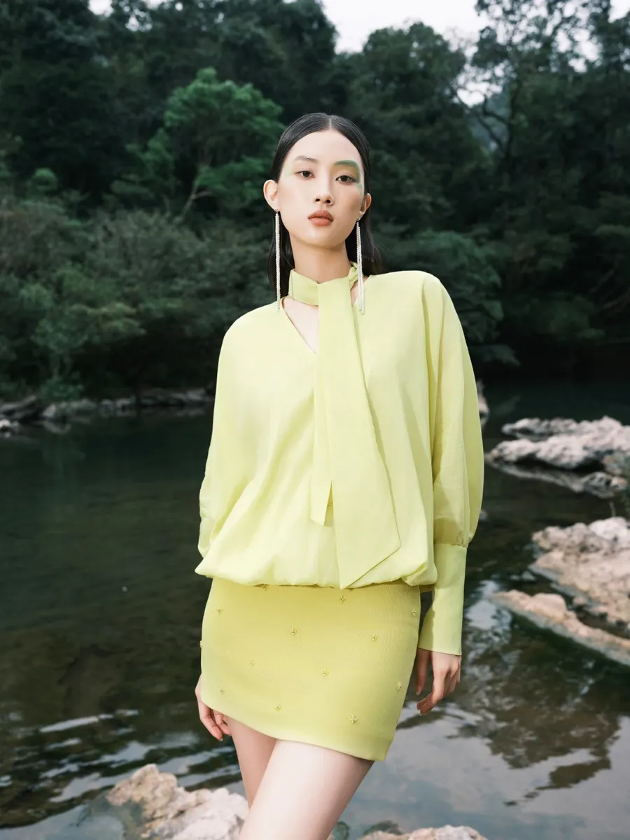 Anthera Mini Skirt in Lime Green — original WHITE ANT photograph