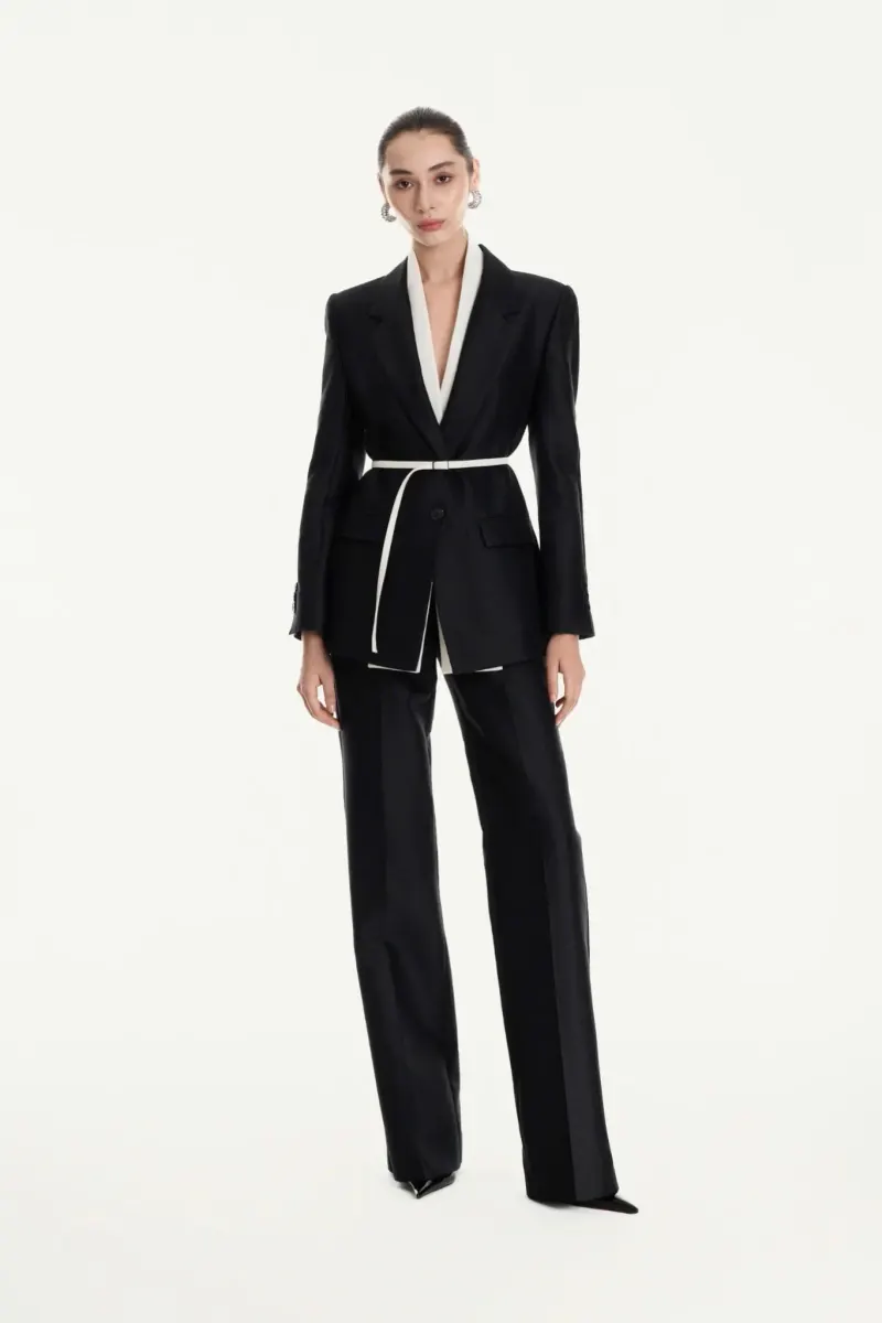 Tailored Wool Silk Wide - Leg Pants — original WHITE ANT photograph 1