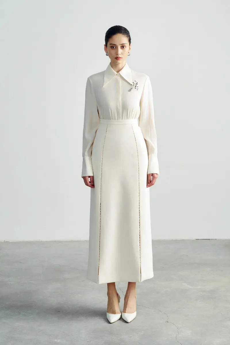 Oriana Slip Skirt in Cream White — original WHITE ANT photograph