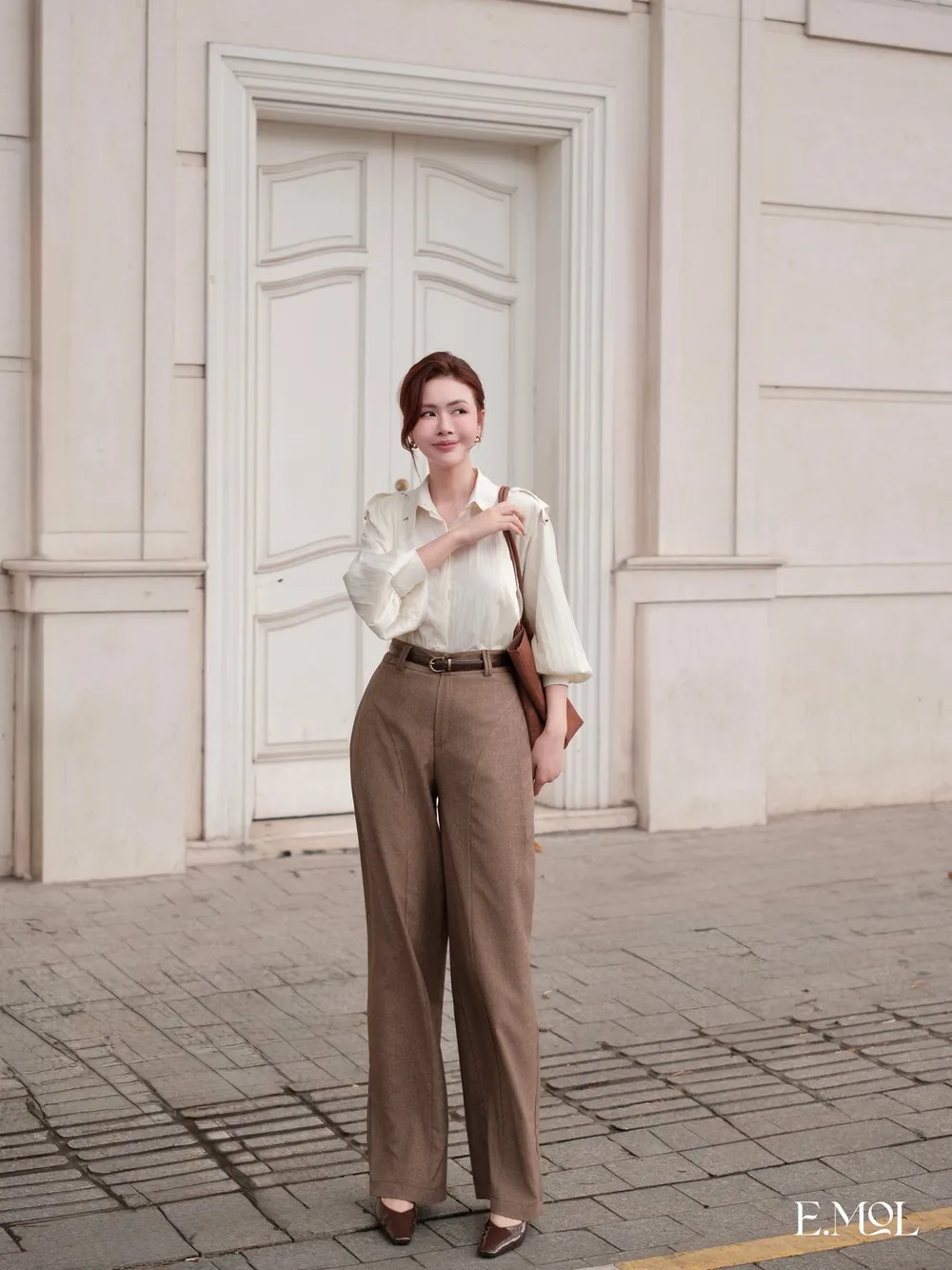 Office-Style Long-Cut Wide-Leg Straight Pants — original E.MOL photograph 1