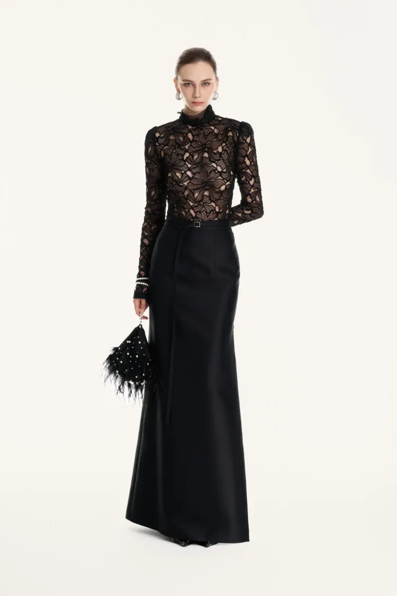 Evelisse A-Line Long Skirt in Black — original WHITE ANT photograph