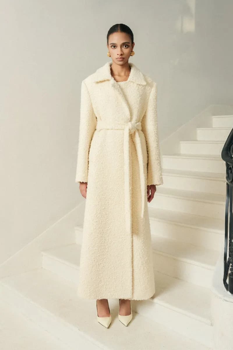 Nadi Wool- Blend Tweed Long Coat — original WHITE ANT photograph 1