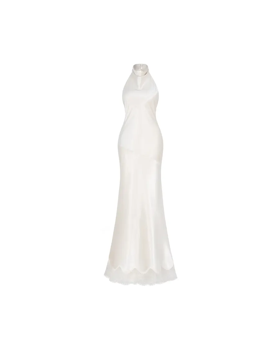 Satin Bias Halter Gown (Pre-Order 14 Days) — original MOLLYNISTA photograph 1