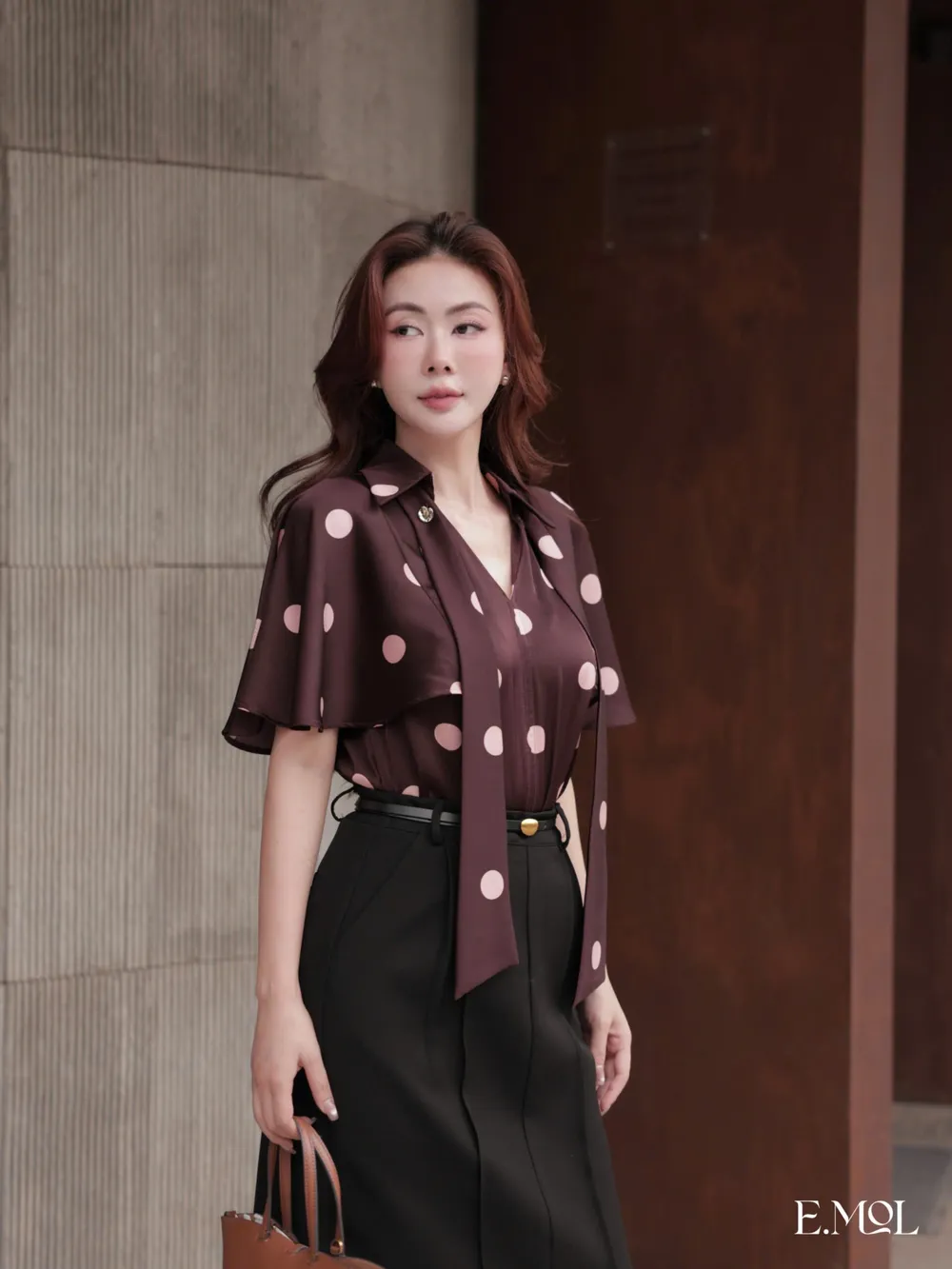 Fairy-Wing Polka Dot Silk Shirt with Detachable Silk Strap — original E.MOL photograph 1