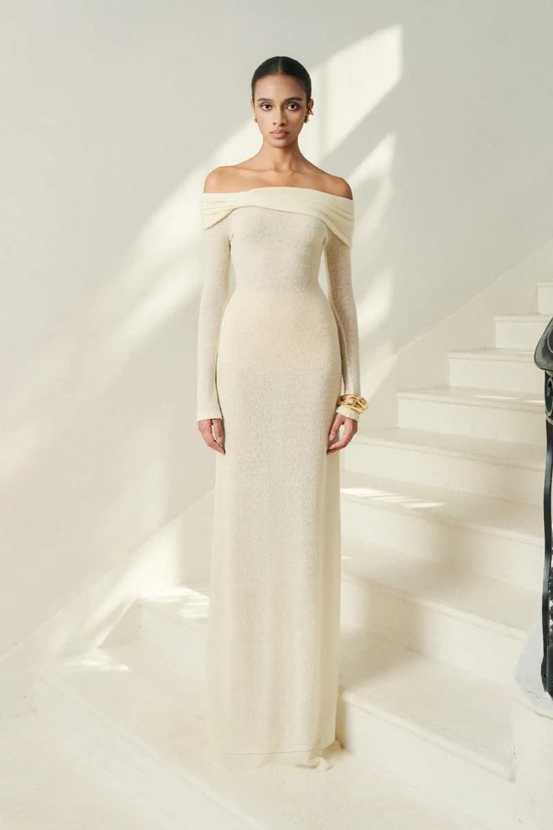 Lumi Wool Lacy Jacquard Long White Dress in White — original WHITE ANT photograph