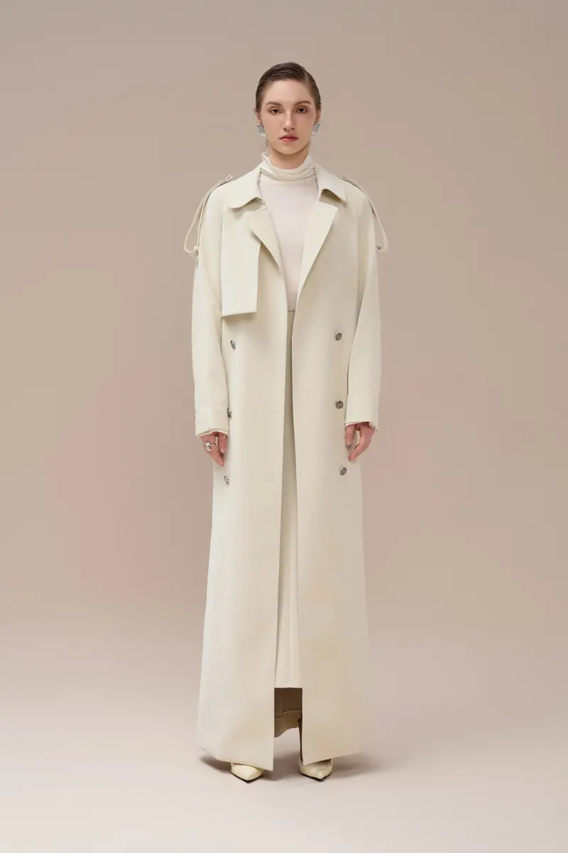 Eunice Trench Coat in Ivory White — original WHITE ANT photograph