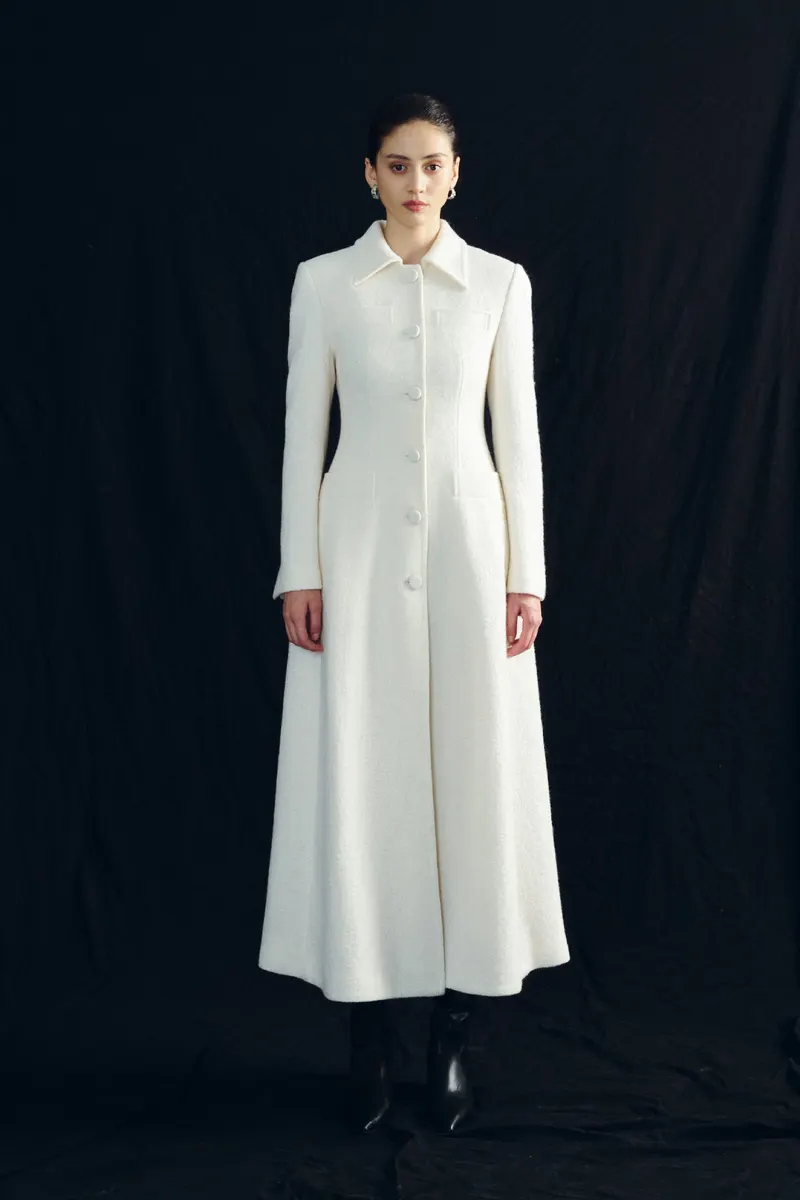 Naila Singer-Breasted Coats in White — original WHITE ANT photograph