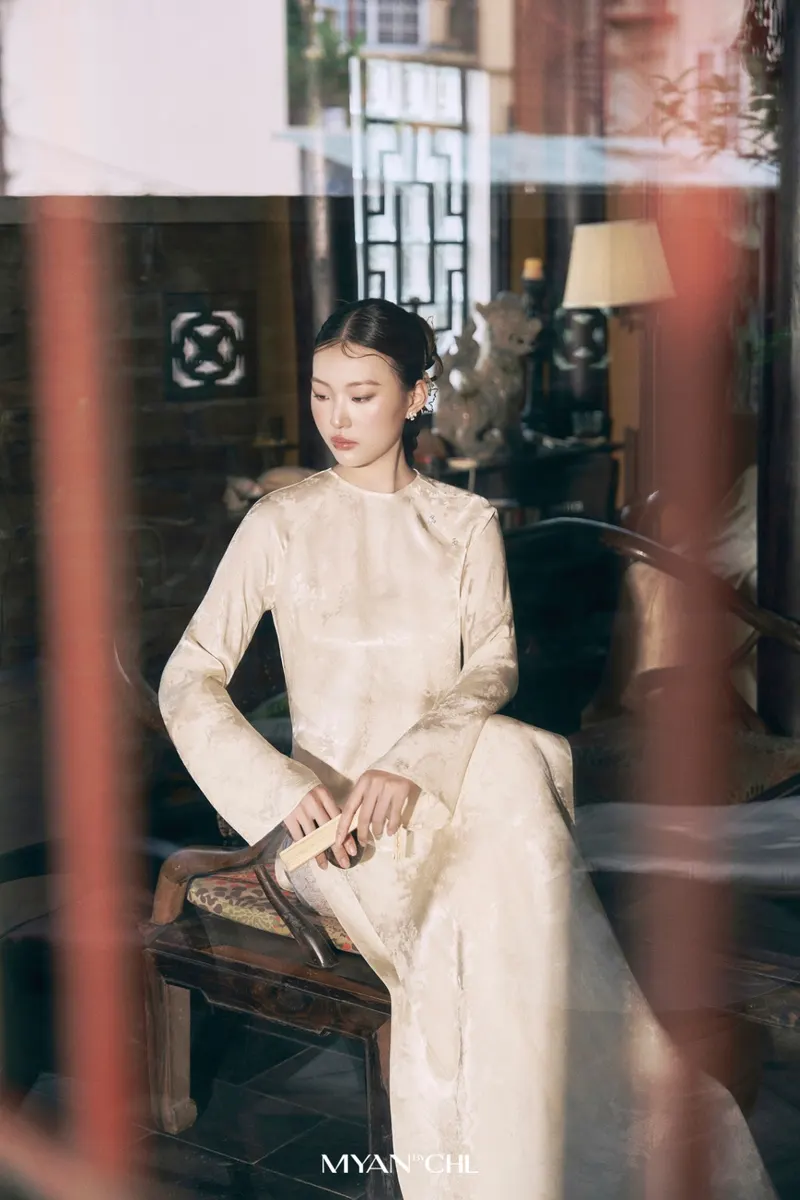 Phuc Diep Ao Dai in Cream